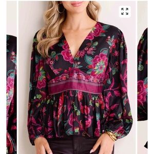 Avara Floral Peplum Blouse Small